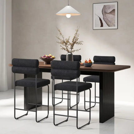 26 Inch Counter Height Bar Stools Set of 2 with Metal Frame and Footrest-Black Costway