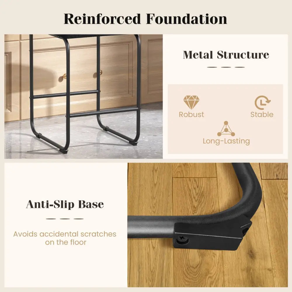 26 Inch Counter Height Bar Stools Set of 2 with Metal Frame and Footrest-Black Costway