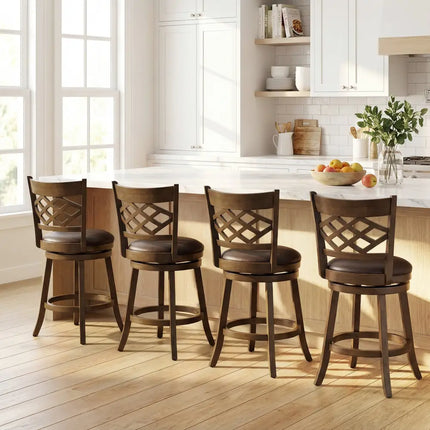 26 Inch Counter Height Bar Stools Set of 2 with Rubber Wood Frame-26 Inch Costway
