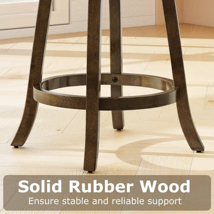 26 Inch Counter Height Bar Stools Set of 2 with Rubber Wood Frame-26 Inch Costway