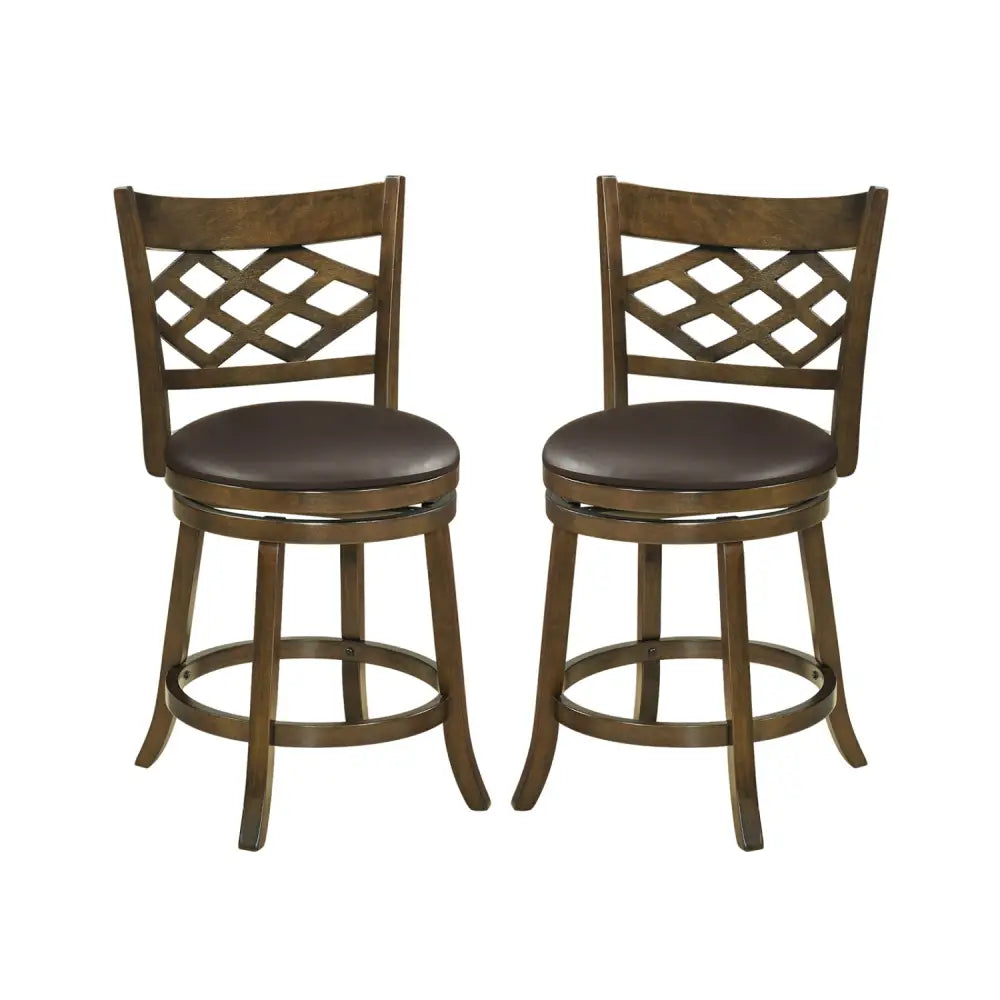 26 Inch Counter Height Bar Stools Set of 2 with Rubber Wood Frame-26 Inch - Brown - Bar Stools