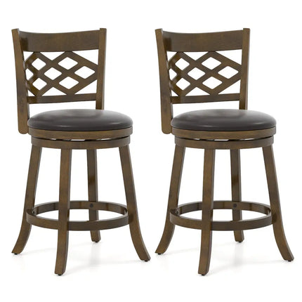 26 Inch Counter Height Bar Stools Set of 2 with Rubber Wood Frame-26 Inch Costway