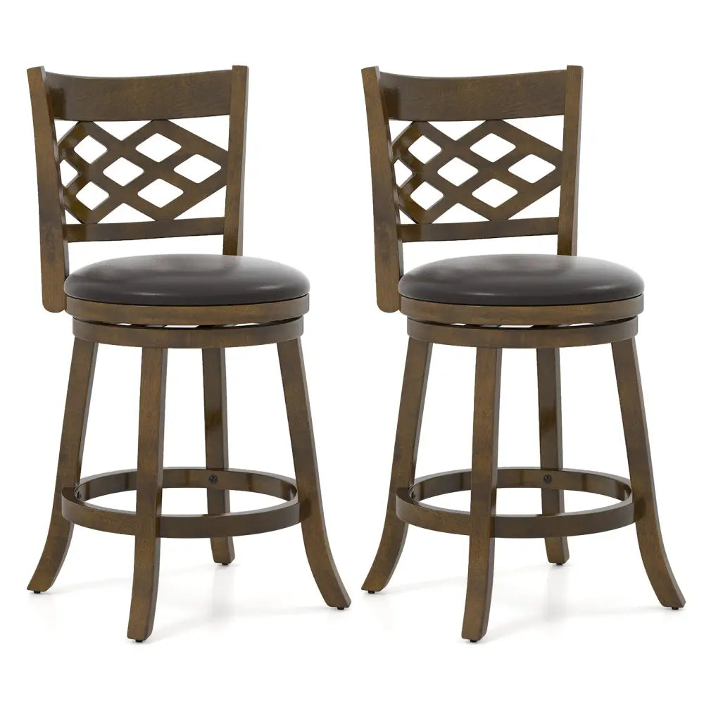 26 Inch Counter Height Bar Stools Set of 2 with Rubber Wood Frame-26 Inch Costway