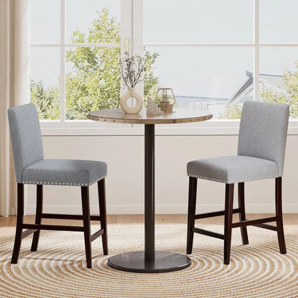 26 inch Counter Height Chairs Set of 2 with Padded Seat and Backrest-Gray Costway