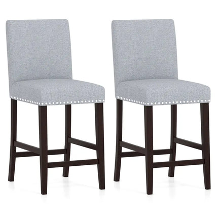 26 inch Counter Height Chairs Set of 2 with Padded Seat and Backrest-Gray Costway