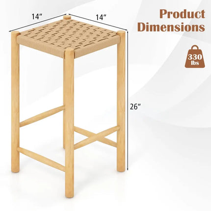 26 Inch Dining Bar Stool Set of 2-Natural Costway