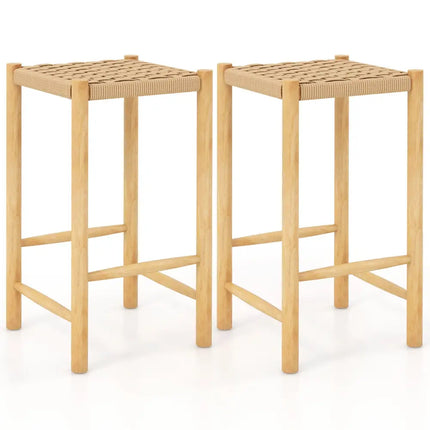 26 Inch Dining Bar Stool Set of 2-Natural Costway