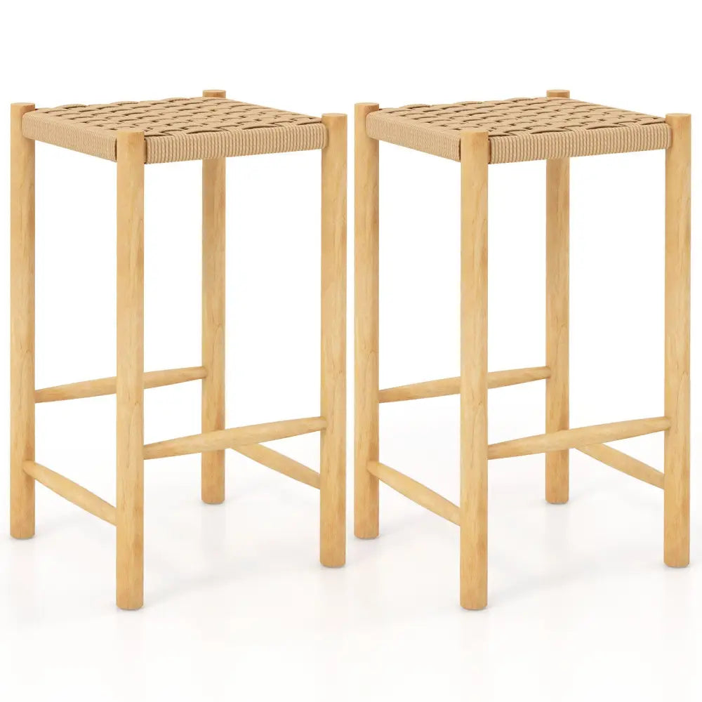 26 Inch Dining Bar Stool Set of 2-Natural Costway