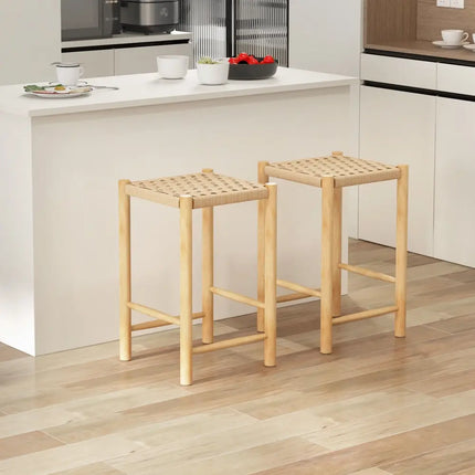 26 Inch Dining Bar Stool Set of 2-Natural Costway