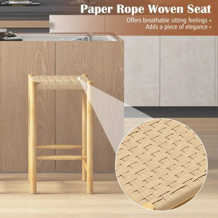 26 Inch Dining Bar Stool Set of 2-Natural Costway