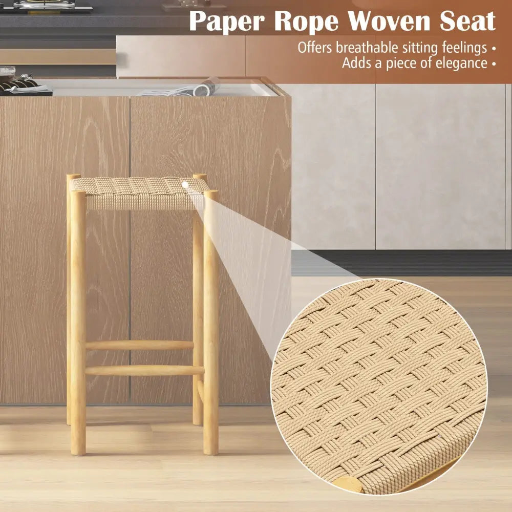 26 Inch Dining Bar Stool Set of 2-Natural Costway