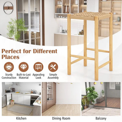 26 Inch Dining Bar Stool Set of 2-Natural Costway