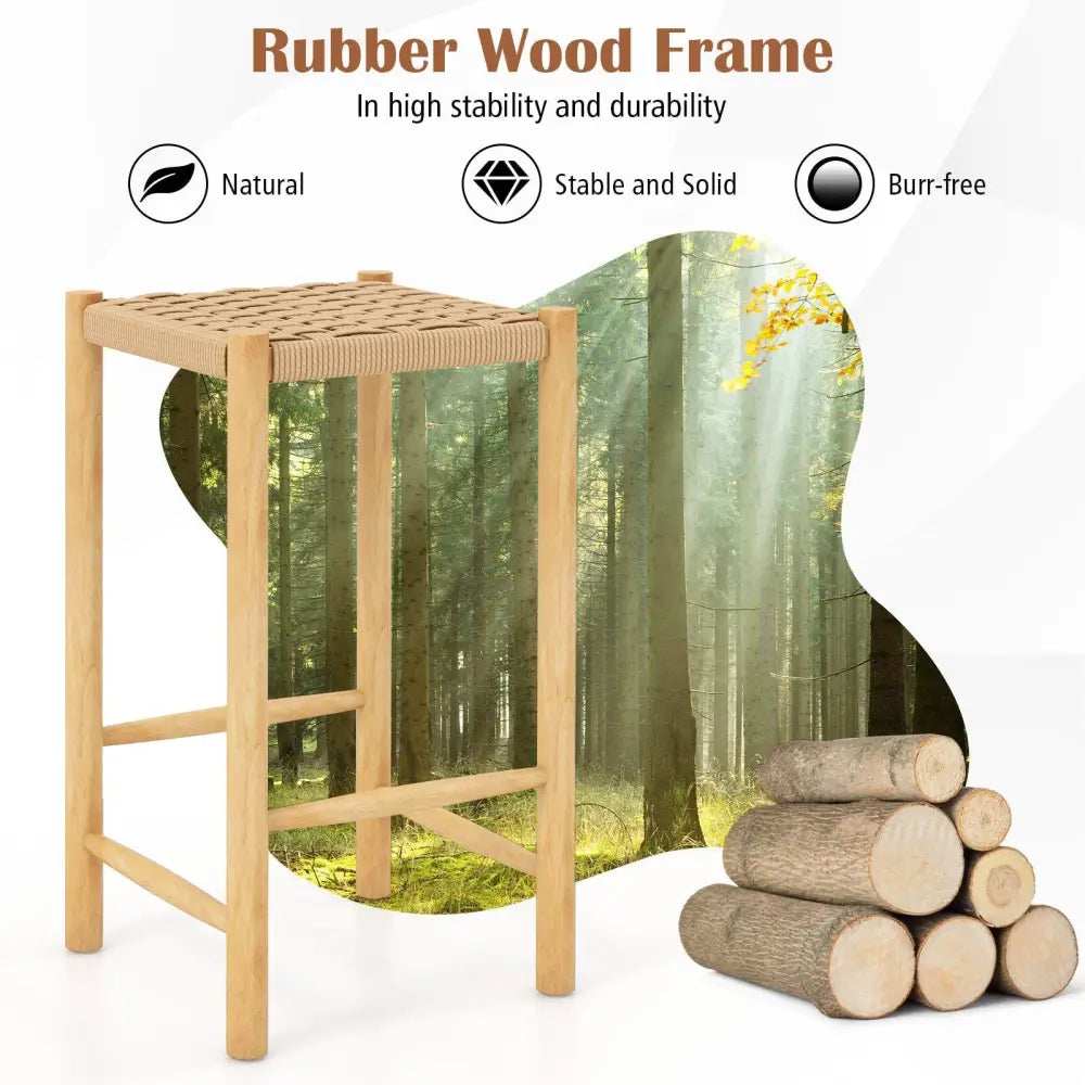 26 Inch Dining Bar Stool Set of 2-Natural Costway