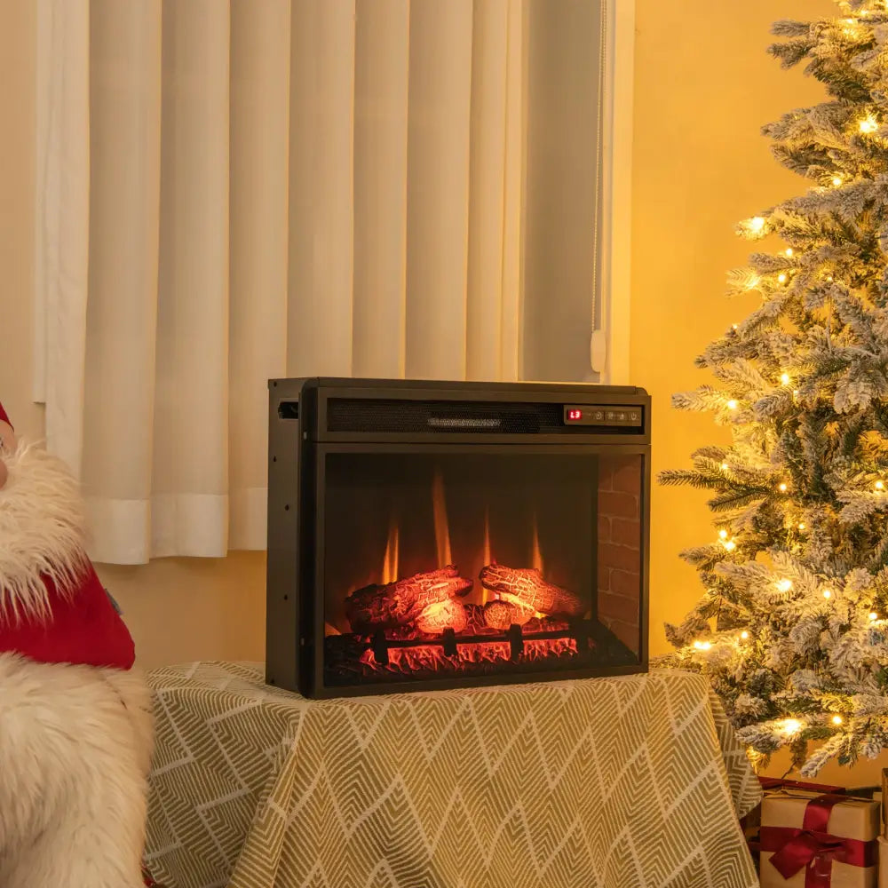 26 Inch Infrared Electric Fireplace Insert with Remote Control-Black - Black - Fireplaces