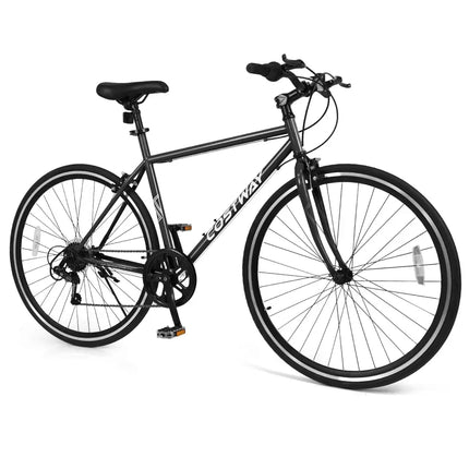 26 Inch Mountain Bike Adjustable with 6 - Speed and All - terrain Rubber Wheels - Black - Oasis Home Essentials