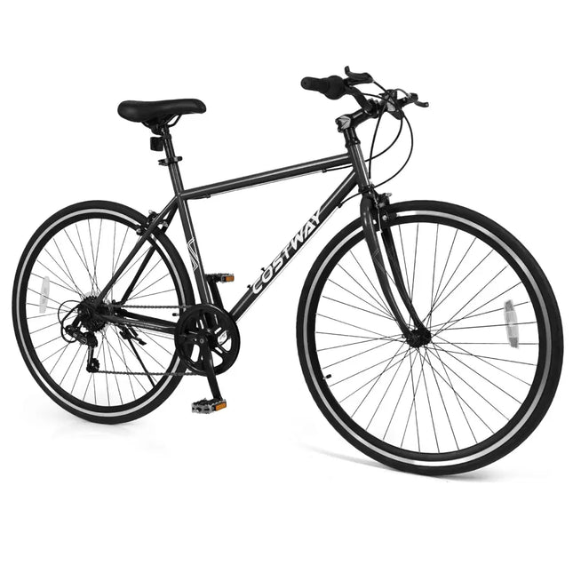 26 Inch Mountain Bike Adjustable with 6 - Speed and All - terrain Rubber Wheels - Black - Oasis Home Essentials