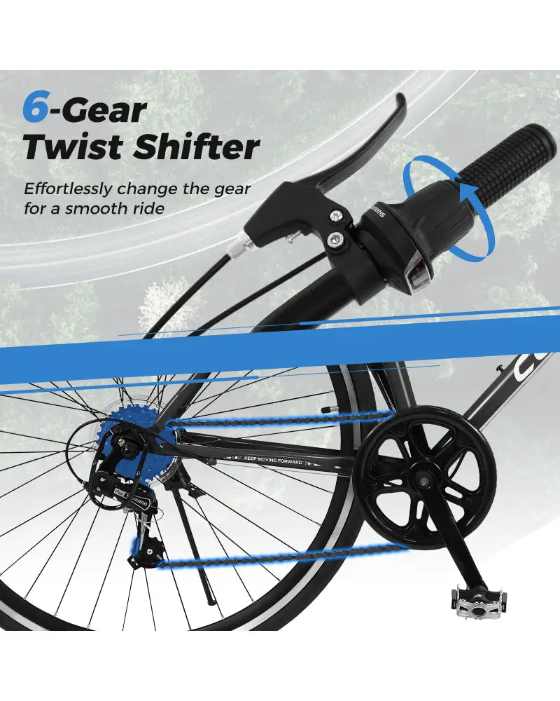 26 Inch Mountain Bike Adjustable with 6-Speed and All-terrain Rubber Wheels-Black - Black - Kids Bike