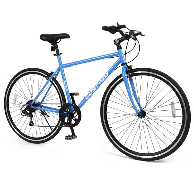 26 Inch Mountain Bike Adjustable with 6 - Speed and All - terrain Rubber Wheels - Blue - Oasis Home Essentials