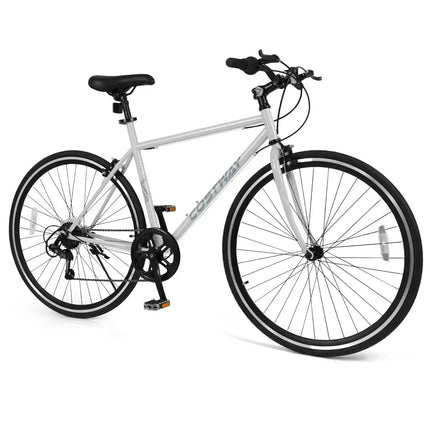 26 Inch Mountain Bike Adjustable with 6 - Speed and All - terrain Rubber Wheels - Gray - Oasis Home Essentials