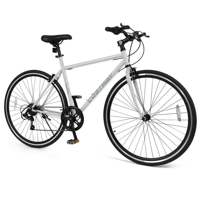 26 Inch Mountain Bike Adjustable with 6 - Speed and All - terrain Rubber Wheels - Gray - Oasis Home Essentials