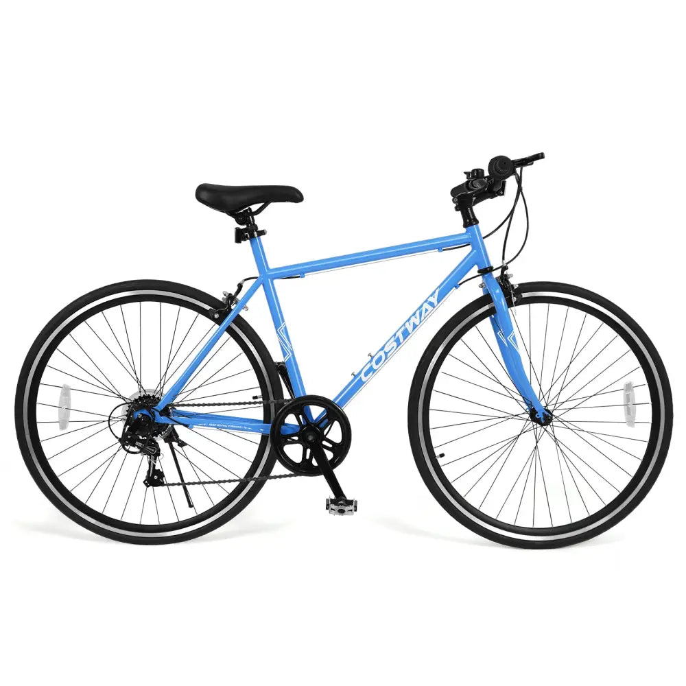 26 Inch Mountain Bike Adjustable with 6-Speed and All-terrain Rubber Wheels-Blue - Blue - Kids Bike