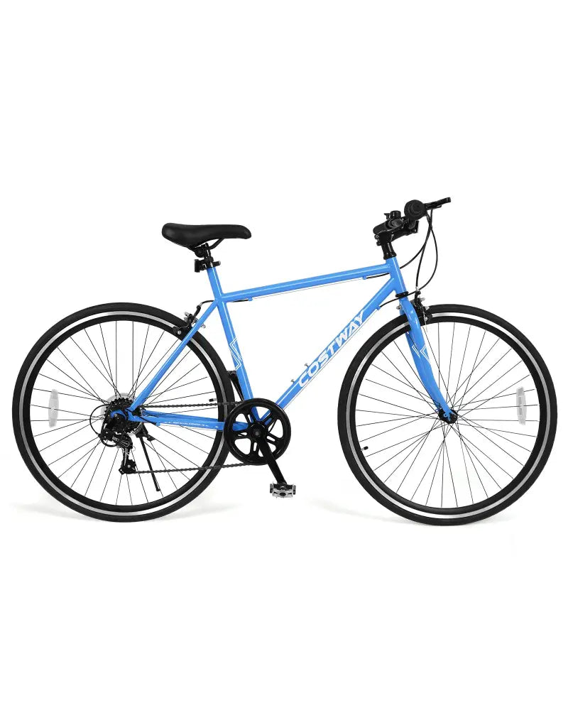 26 Inch Mountain Bike Adjustable with 6-Speed and All-terrain Rubber Wheels-Blue - Blue - Kids Bike