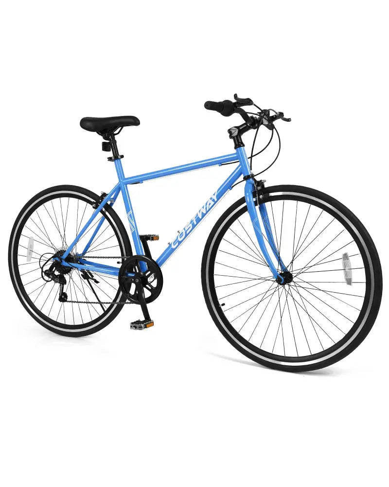 26 Inch Mountain Bike Adjustable with 6-Speed and All-terrain Rubber Wheels-Blue - Blue - Kids Bike