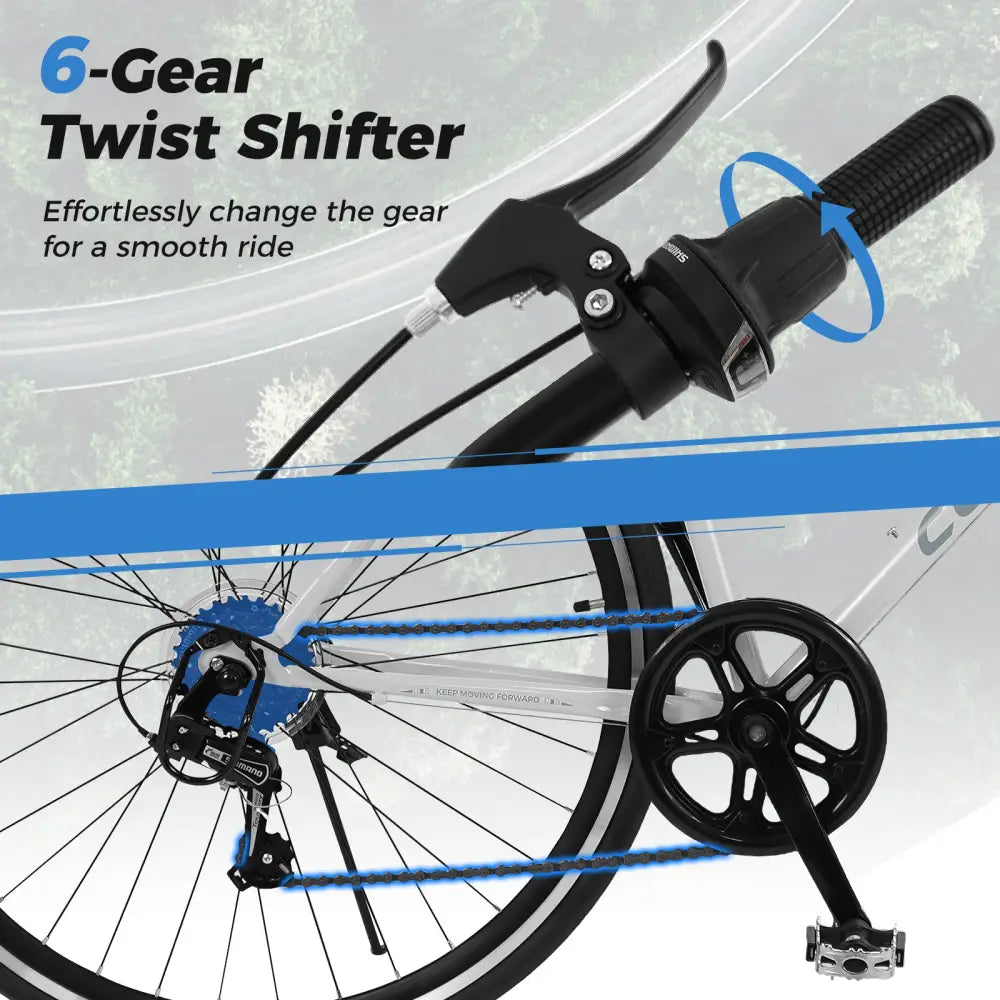 26 Inch Mountain Bike Adjustable with 6-Speed and All-terrain Rubber Wheels-Gray - Gray - Kids Bike