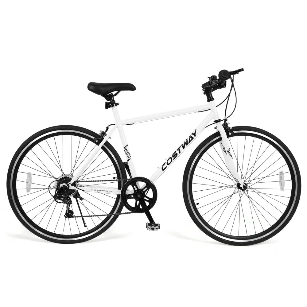 26 Inch Mountain Bike Adjustable with 6-Speed and All-terrain Rubber Wheels-White - White - Kids Bike