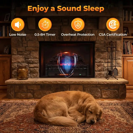 26 Inch WiFi Infrared Quartz Electric Fireplace Insert Logs Heater with Realistic Pinewood Logs-Black Costway