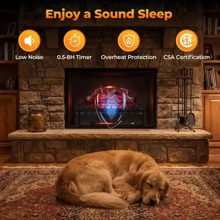26 Inch WiFi Infrared Quartz Electric Fireplace Insert Logs Heater with Realistic Lemonwood Logs-Black Costway