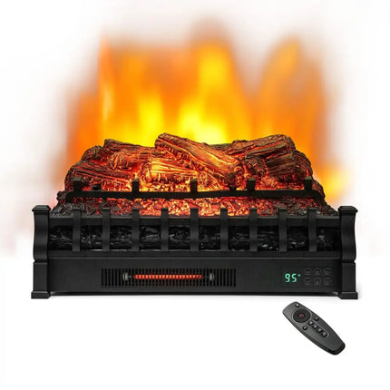 26 Inches Infrared Quartz Electric Fireplace with Realistic Pinewood Ember Bed Costway