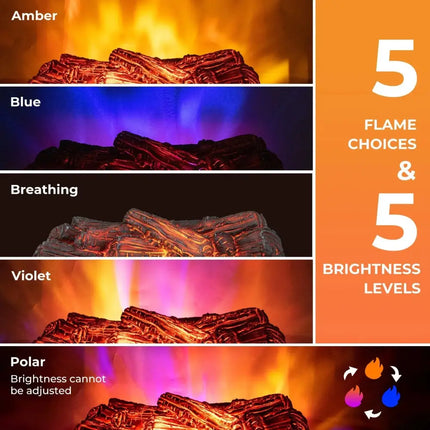 26 Inches Infrared Quartz Electric Fireplace with Realistic Pinewood Ember Bed Costway