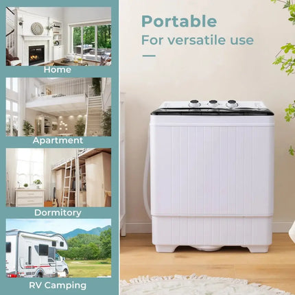 Costway portable twin tub washing machine in white shown in home setting for versatile use