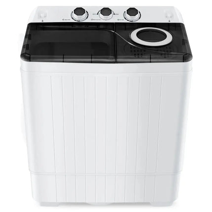 Costway portable twin tub washing machine with dual compartments and control knobs