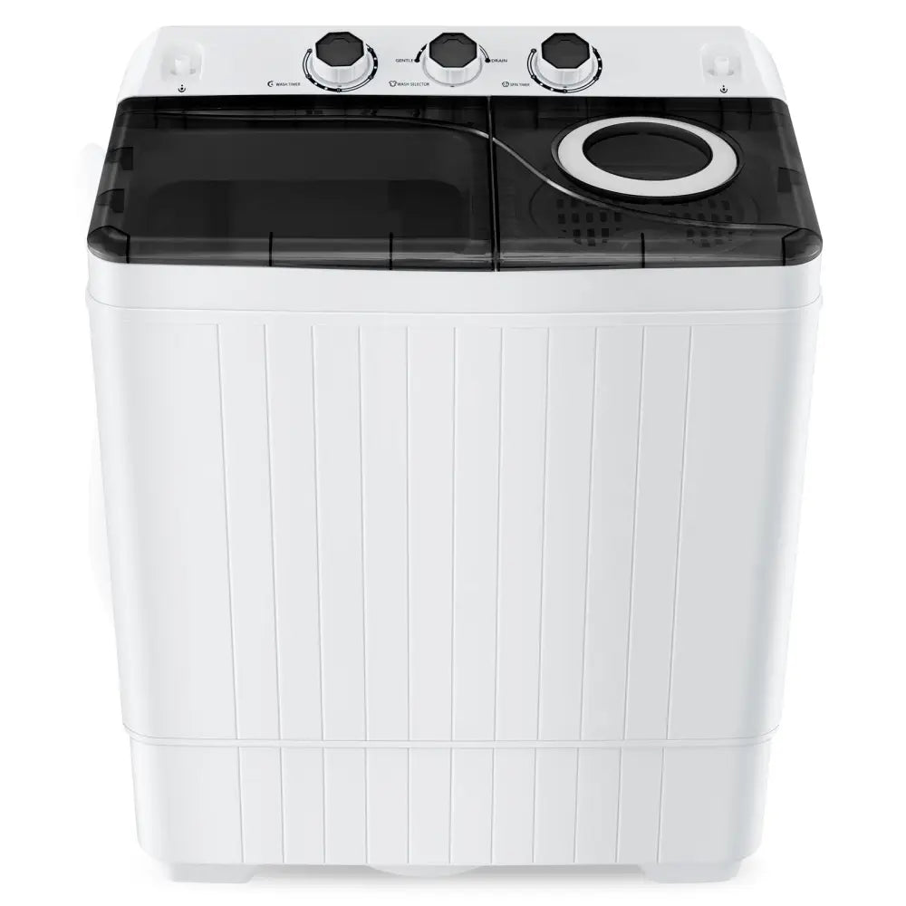 26 lbs Semi-Automatic Twin Tub Washing Machine with Drain Pump-Black - Black - Washing Machines