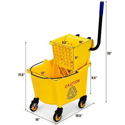 26 Quart Side Press Wringer Commercial Mop Bucket Costway