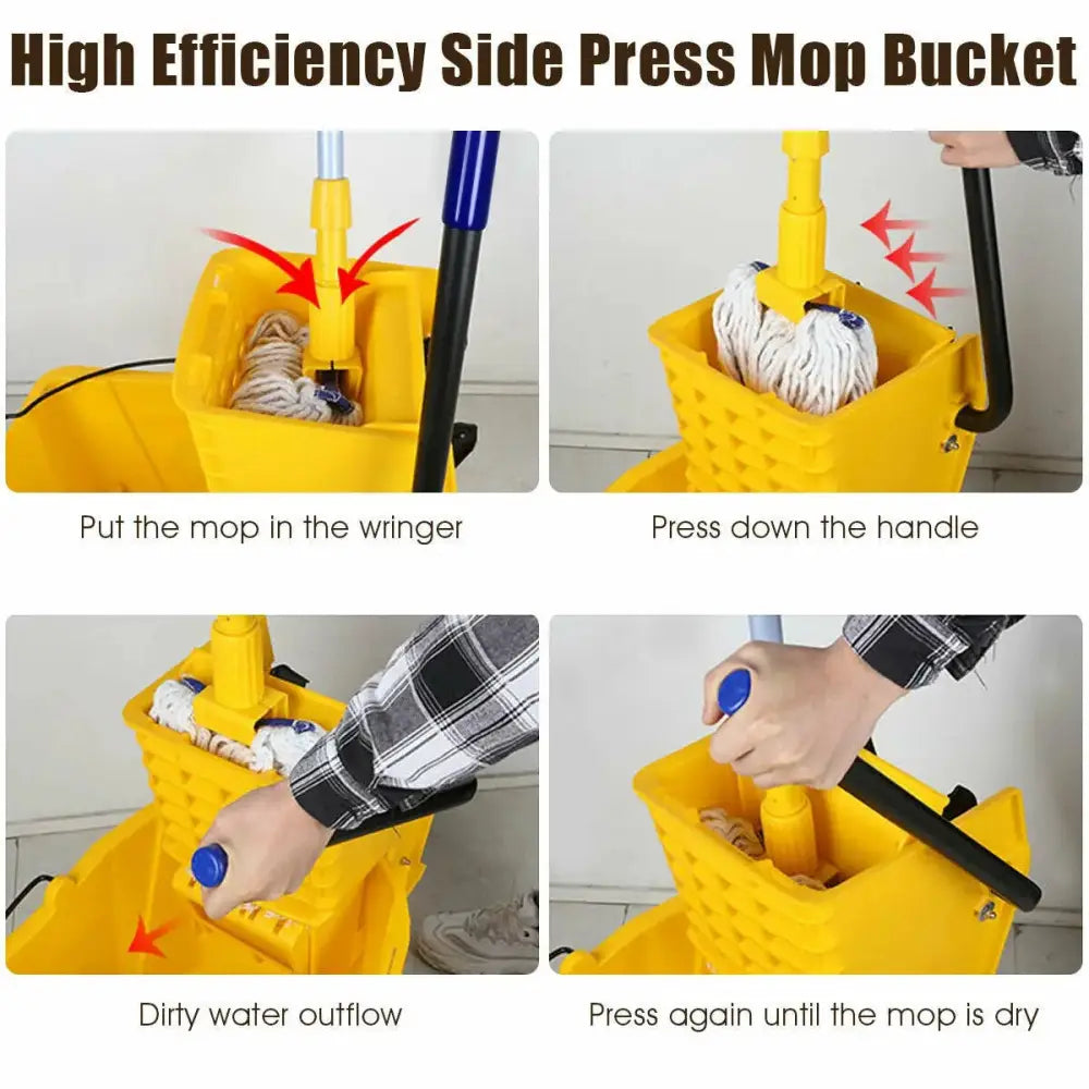 26 Quart Side Press Wringer Commercial Mop Bucket Costway