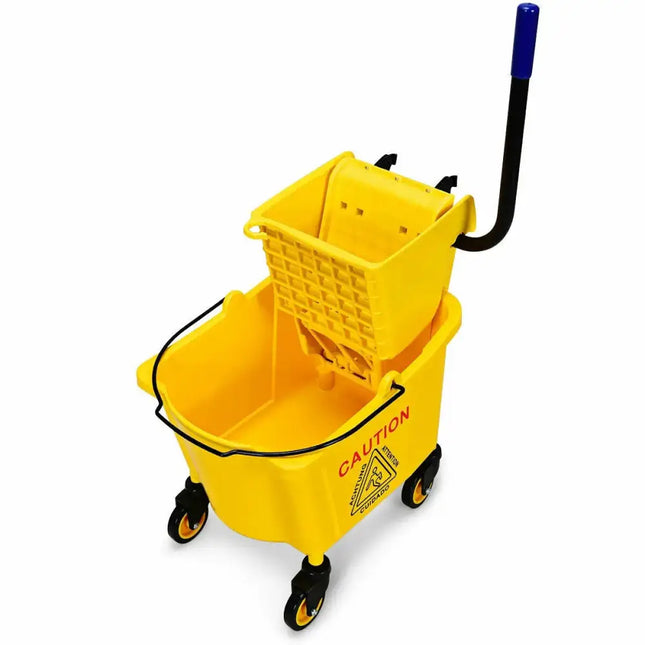 26 Quart Side Press Wringer Commercial Mop Bucket Costway