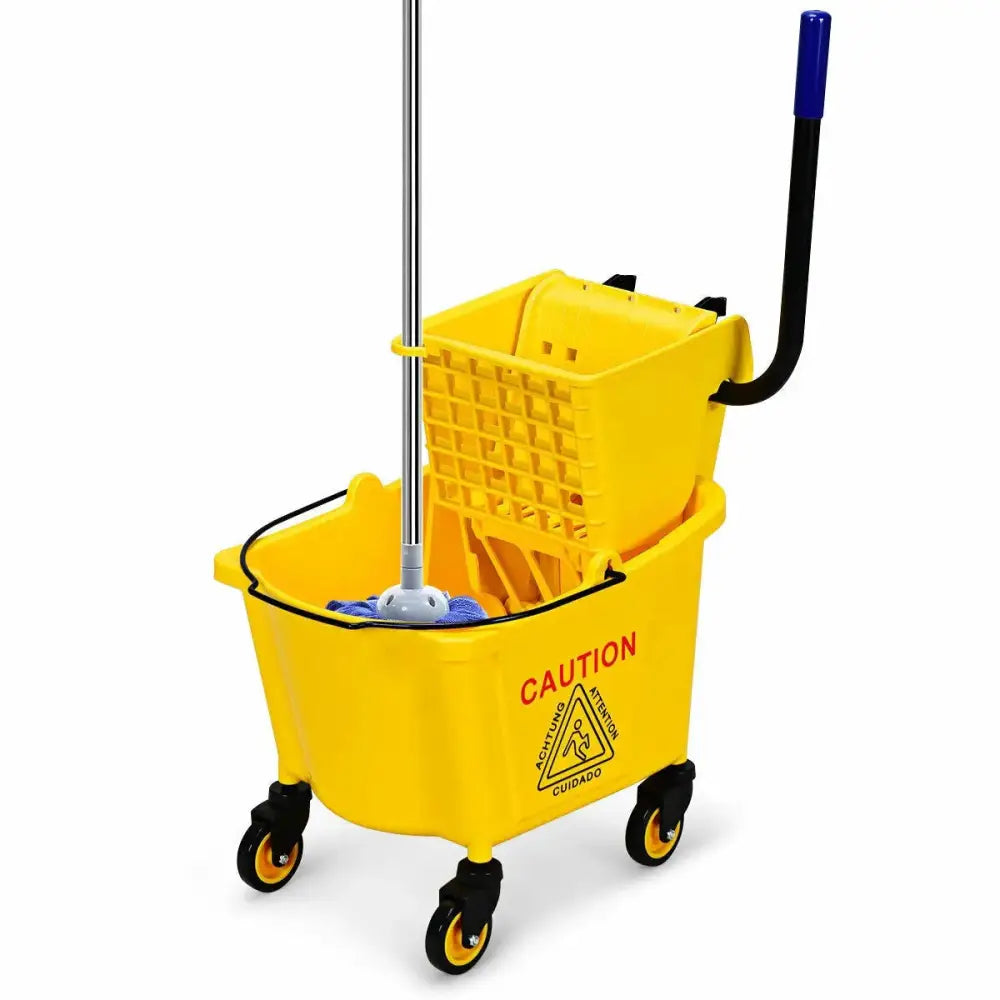 26 Quart Side Press Wringer Commercial Mop Bucket Costway