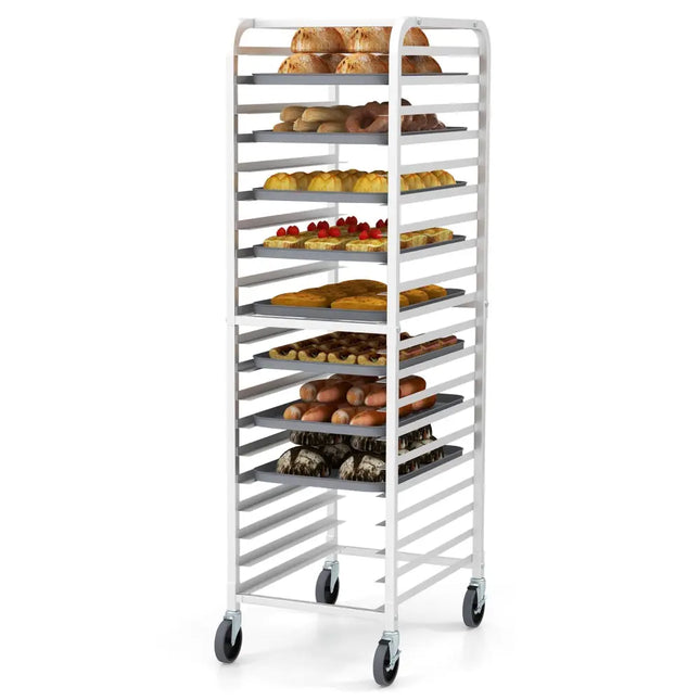 26 x 20 x 70 Inch 20 Sheet Aluminum Pan Rolling Bakery Rack - Silver - Baker’s Racks