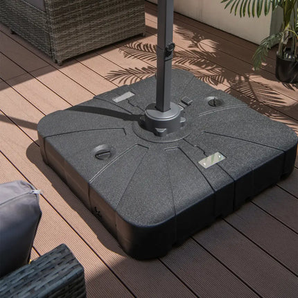 260 lbs Offset Patio Umbrella Base with Wheels Sand Water Filled - Black - Outdoor Umbrella Bases