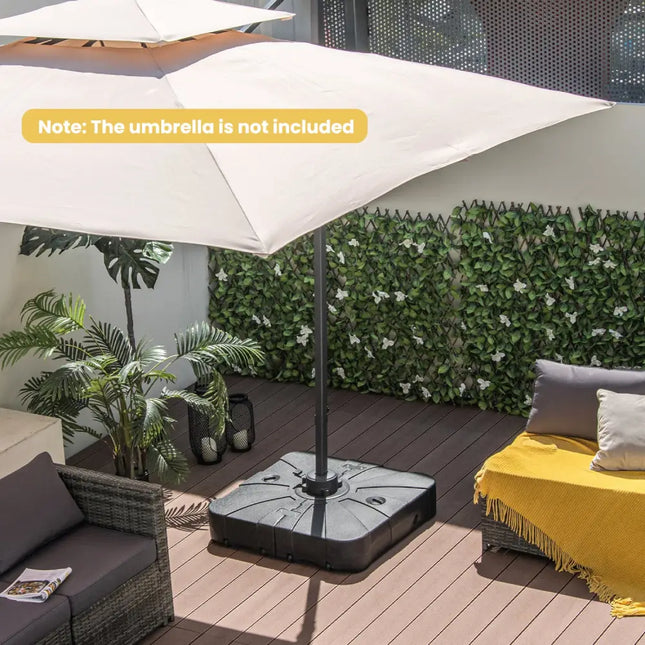 260 lbs Offset Patio Umbrella Base with Wheels Sand Water Filled - Black - Outdoor Umbrella Bases