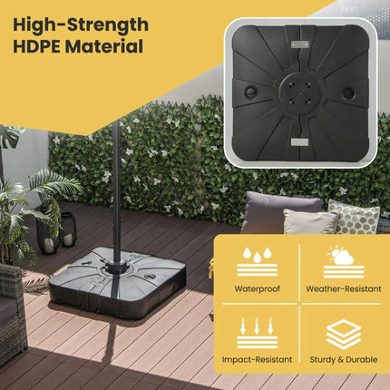 260 lbs Offset Patio Umbrella Base with Wheels Sand Water Filled - Black - Outdoor Umbrella Bases