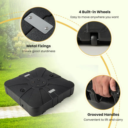 260 lbs Offset Patio Umbrella Base with Wheels Sand Water Filled - Black - Outdoor Umbrella Bases