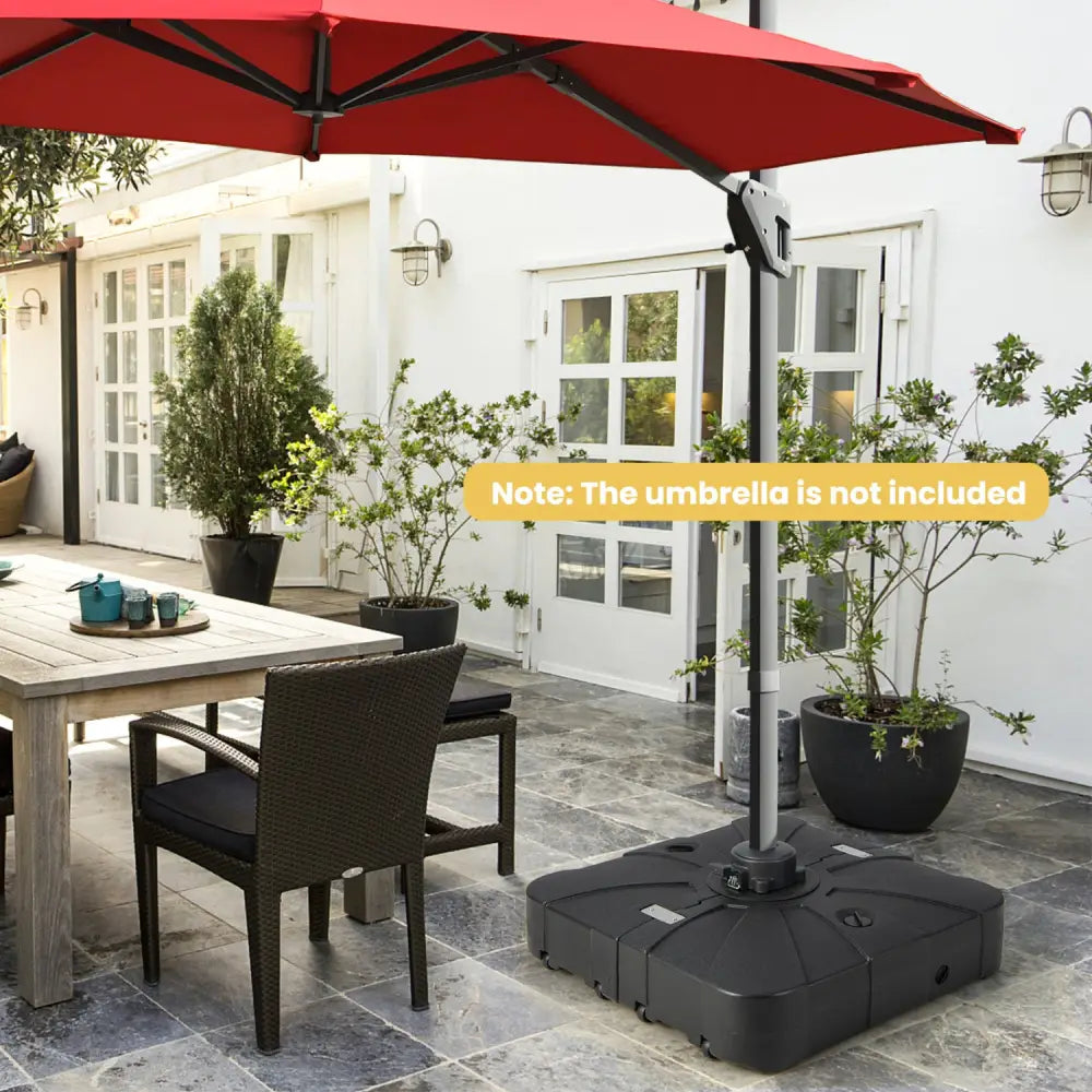 260 lbs Offset Patio Umbrella Base with Wheels Sand Water Filled - Black - Outdoor Umbrella Bases