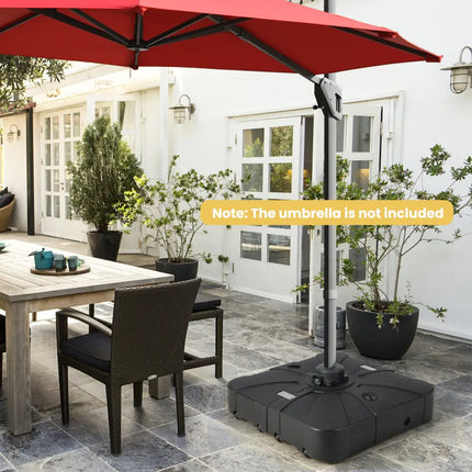 260 lbs Offset Patio Umbrella Base with Wheels Sand Water Filled - Black - Outdoor Umbrella Bases