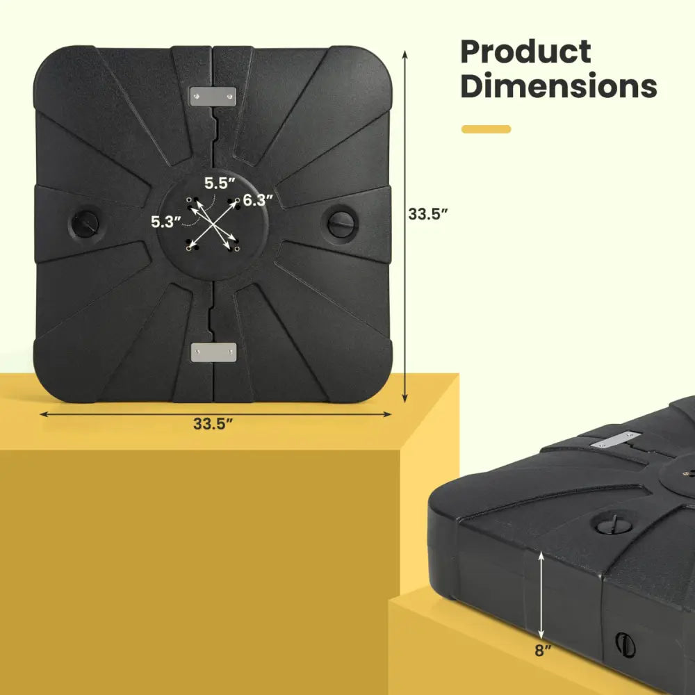 260 lbs Offset Patio Umbrella Base with Wheels Sand Water Filled - Black - Outdoor Umbrella Bases