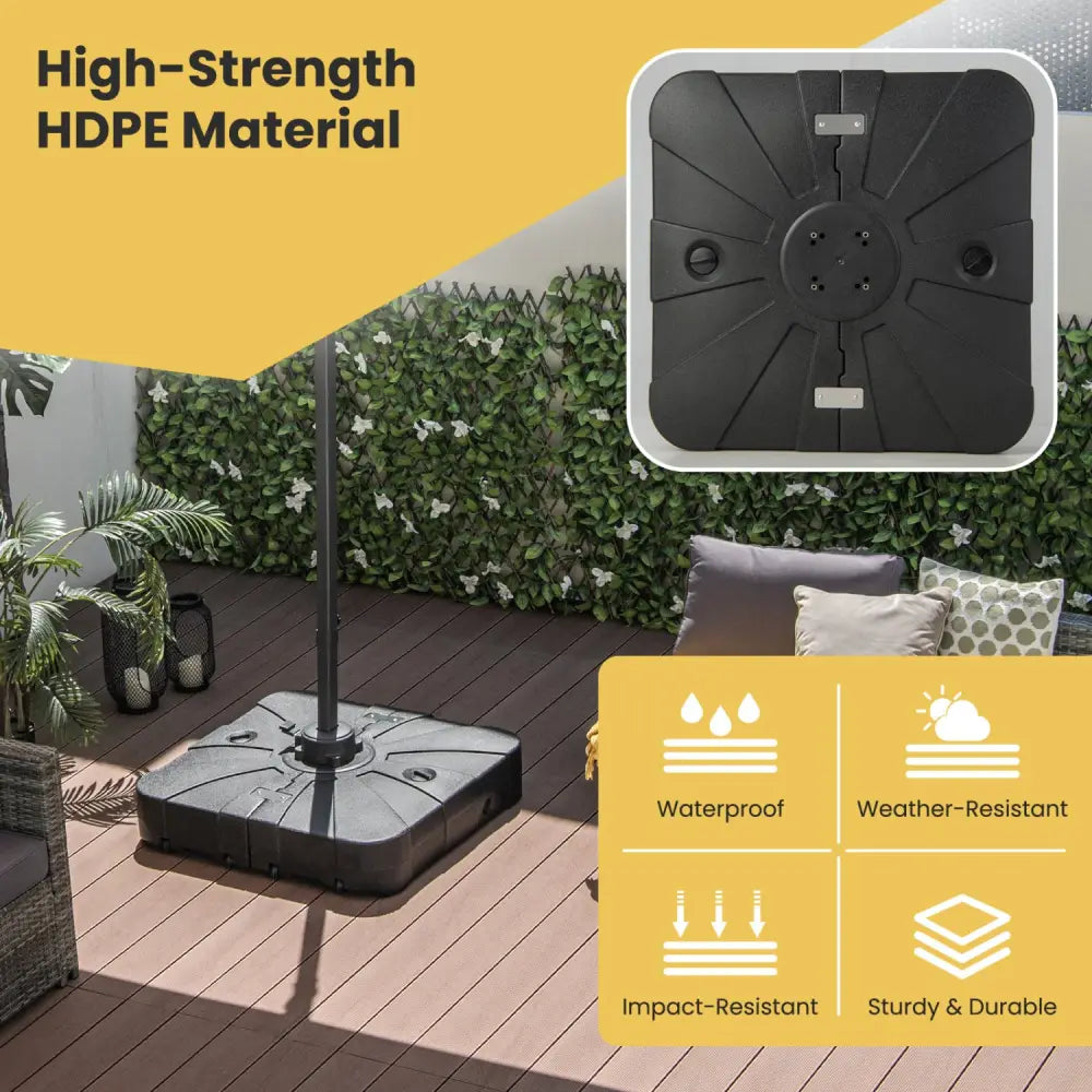 260 lbs Offset Patio Umbrella Base with Wheels Sand Water Filled - Black - Outdoor Umbrella Bases