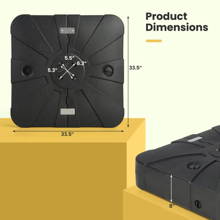 260 lbs Offset Patio Umbrella Base with Wheels Sand Water Filled - Black - Outdoor Umbrella Bases
